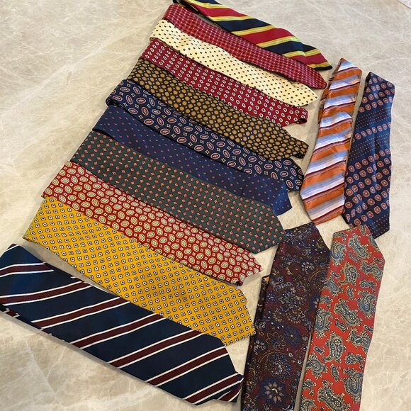 15 High End Patterned Silk Ties Brooks Brothers, YSL, Valentino, Hastings - Picture 1 of 15